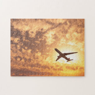 Leaving on a Jet Plane Airplane Sky Sunset Jigsaw Puzzle