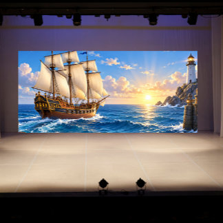 Leaving the Harbor Sailing Ship Nautical Photo Banner
