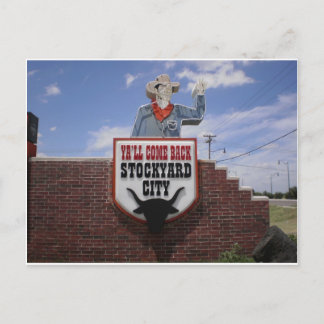 Leaving the Oklahoma City Stockyards Postcard