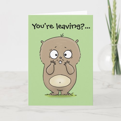 Leaving we will miss you cute hamster cartoon card