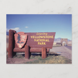 Leaving Yellowstone National Park Sign Postcard