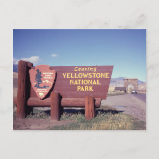 Leaving Yellowstone National Park Sign Postcard