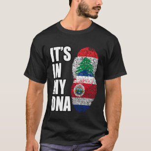 Lebanese And Costa Rican Mix DNA Heritage Flag T-Shirt