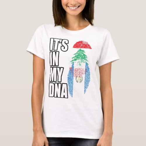 Lebanese And Guatemalan Mix Heritage DNA Flag T_Shirt
