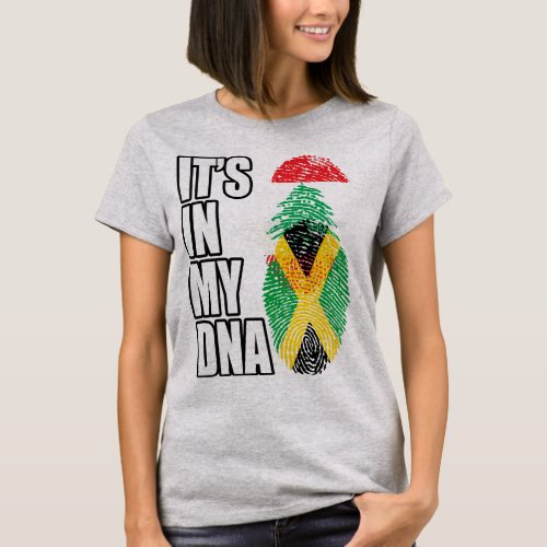 Lebanese And Jamaican Mix Heritage DNA Flag T_Shirt