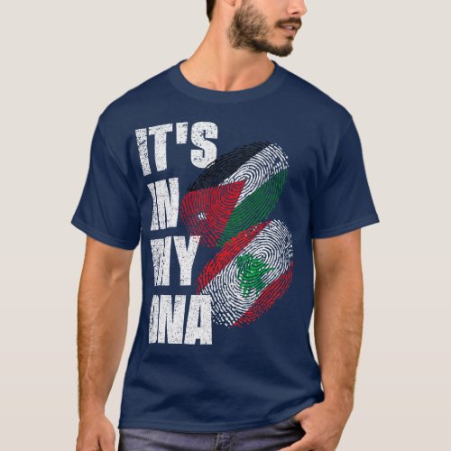 Lebanese And Jordanian Mix DNA Heritage Flag T_Shirt