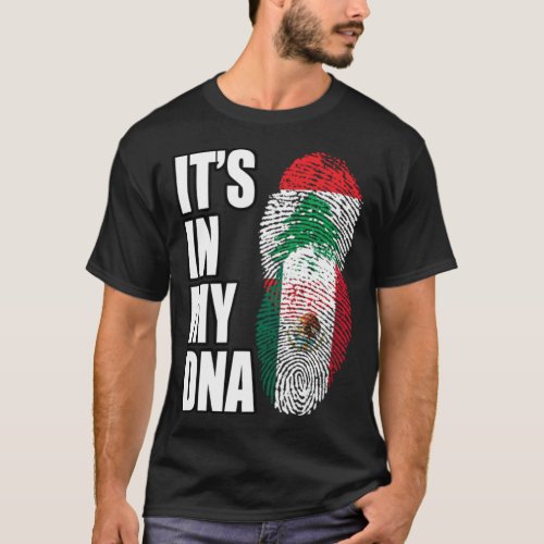 Lebanese And Mexican Mix Heritage DNA Flag T_Shirt