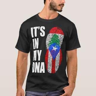 Lebanese And Puerto Rican Mix DNA Heritage Flag T- T-Shirt