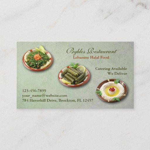 Customizable Lebanese/Arabic Food Business Card