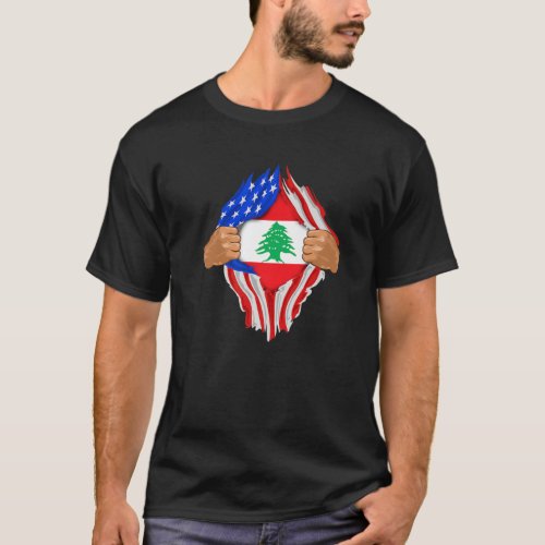 Lebanese Blood Inside Me  Lebanon Flag Gift T_Shirt