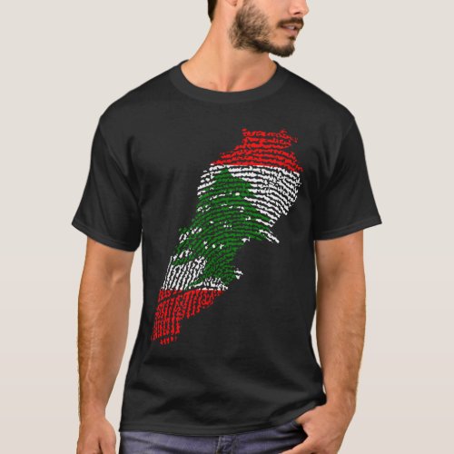 Lebanese Fingerprint Flag Support Protest Love Leb T_Shirt