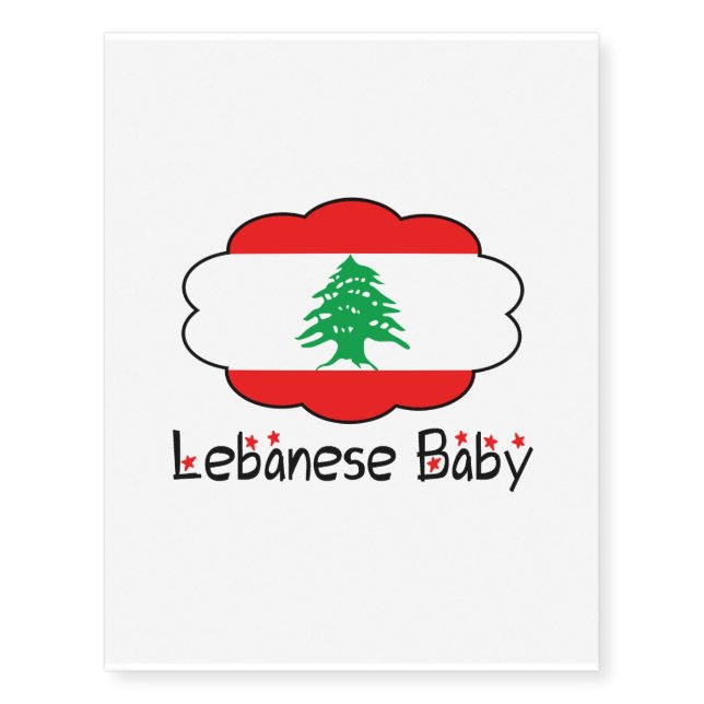 Lebanese Flag Baby Temporary Tattoo (Front)
