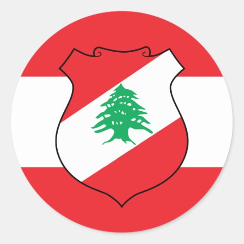 Lebanese Flag  Coat of Arms Flag of Lebanon Classic Round Sticker