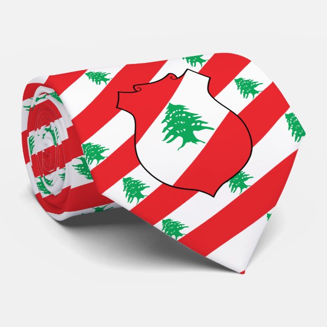 Lebanese Flag & Coat of Arms, Flag of Lebanon Neck Tie (Rolled)
