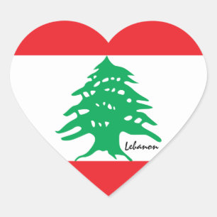 Lebanese flag & Heart, travel Lebanon/sports fans Heart Sticker