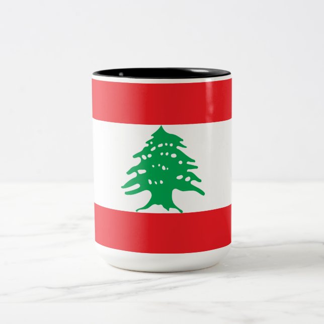 Lebanese Flag (Lebanon Flag) Two-Tone Coffee Mug (Center)