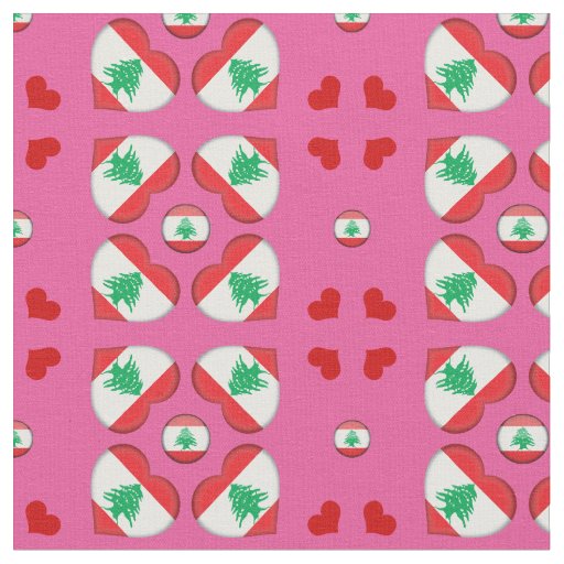 Lebanese Flag & Lebanon Hearts fashion Fabric