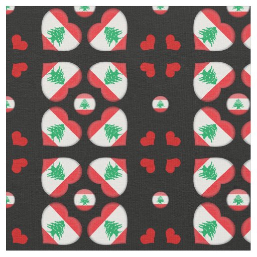 Lebanese Flag & Lebanon Hearts fashion Fabric