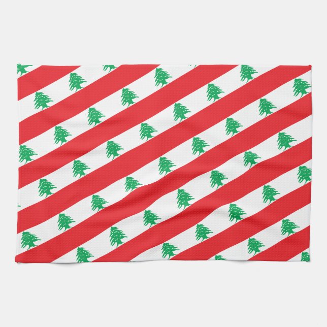 Lebanese flag & Middle East - fashion/sports fans Kitchen Towel (Horizontal)