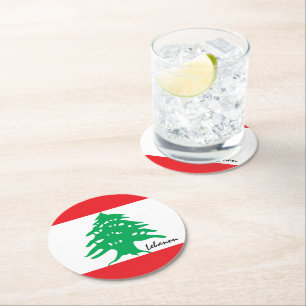 Lebanese flag & Middle East - Lebanon /sport fans Round Paper Coaster