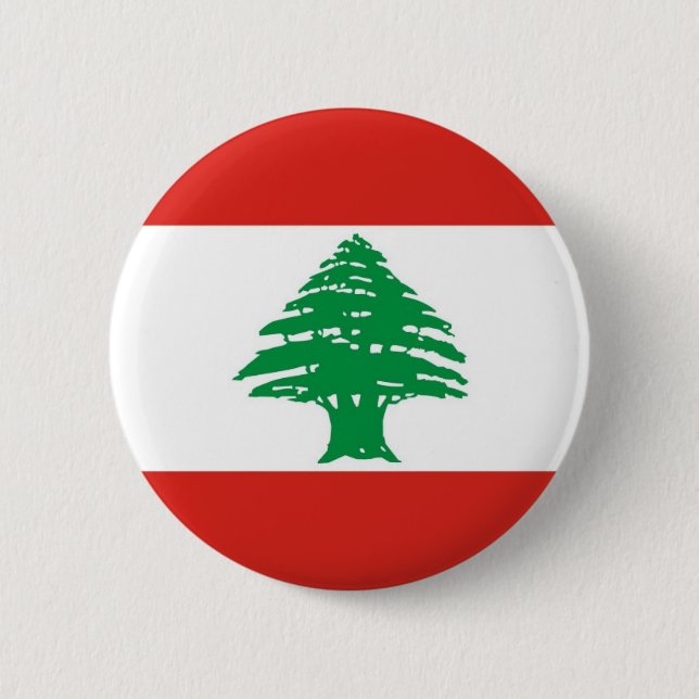 Lebanese Flag Pinback Button (Front)