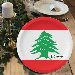 Lebanese Flag plates, party, sports, Lebanon Paper Plates