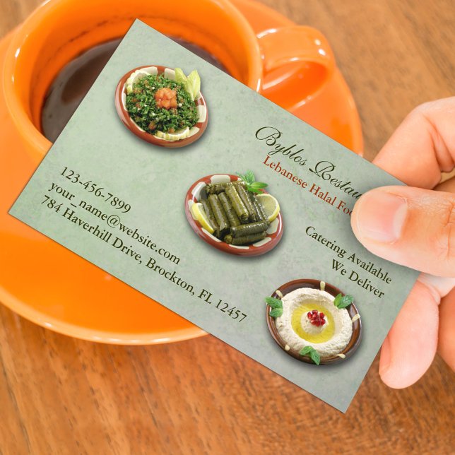 Lebanese Mediterranean Food Business Card Template (Creator Uploaded)