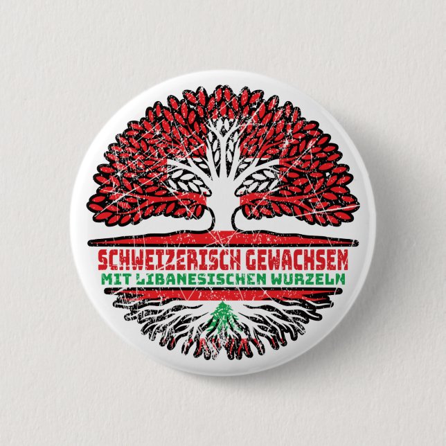 Lebanese Schweizer Schweiz Baum Wurzel Button (Front)
