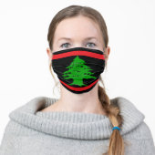 Lebanese Tree & Black /reverse Flag - Lebanon Adult Cloth Face Mask (Worn)