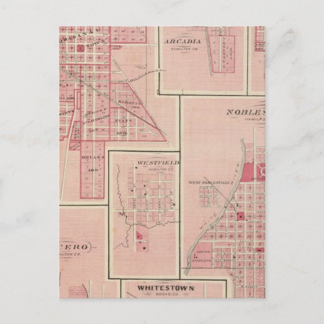 Lebanon, Boone Co with Arcadia, Zionsville Postcard (Front)