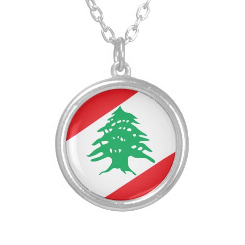 Lebanon Coat of Arms Silver Plated Necklace