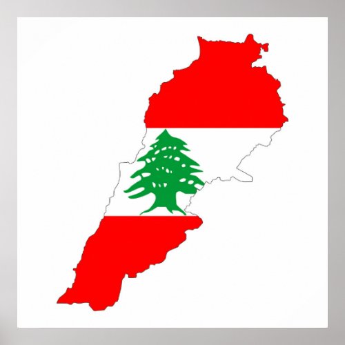lebanon country flag map shape symbol poster