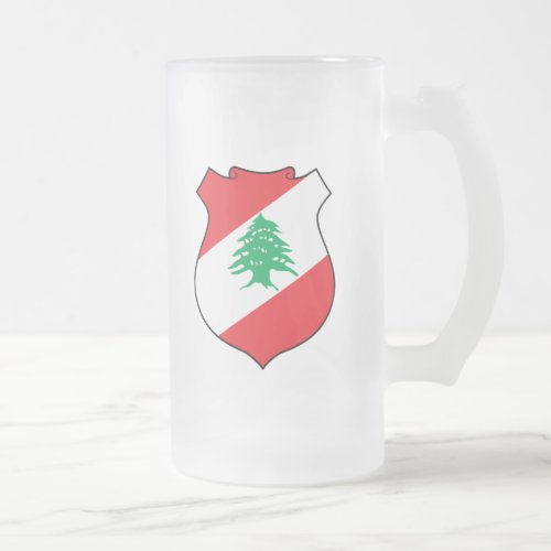 lebanon emblem frosted glass beer mug