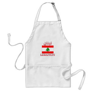 Lebanon Flag لبنان Arabic & English WordArt Cool Adult Apron