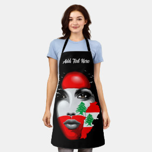 Lebanon Flag and Map on girl's face Apron