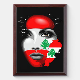 Lebanon Flag and Map on girl's face Award Plaque