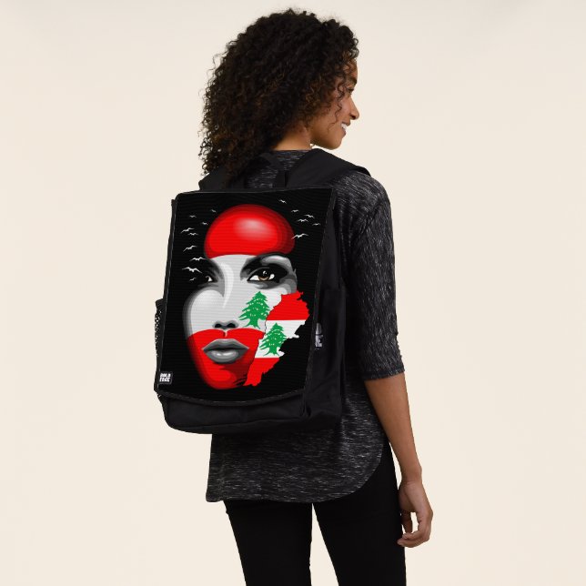 Lebanon Flag and Map on girl's face Backpack (Worn)