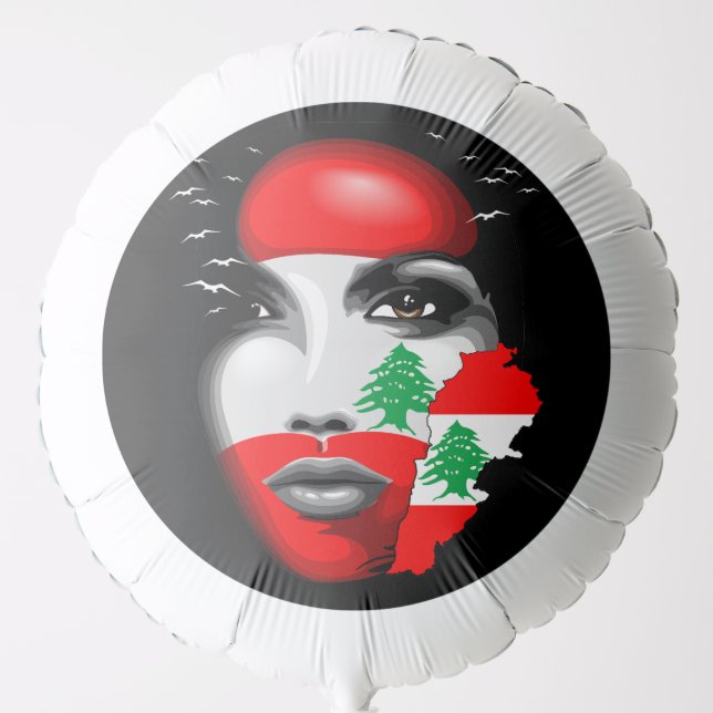 Lebanon Flag and Map on girl's face Balloon (Front)