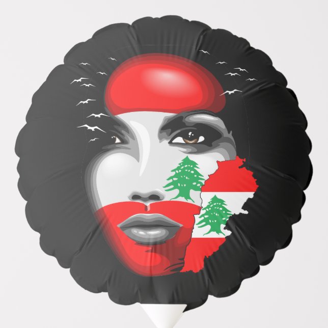 Lebanon Flag and Map on girl's face Balloon (Front)