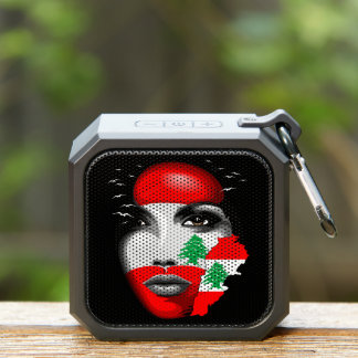 Lebanon Flag and Map on girl's face Bluetooth Speaker