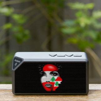 Lebanon Flag and Map on girl's face Bluetooth Speaker