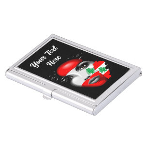 Lebanon Flag and Map on girl's face Business Card Case
