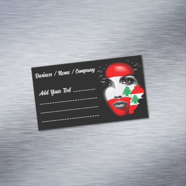 Lebanon Flag and Map on girl's face Business Card Magnet (In Situ)