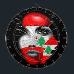 Lebanon Flag and Map on girl's face Dart Board<br><div class="desc">Lebanon Flag colors on Beautiful Girl Portrait with Cedar Tree Symbol of Strength and Resistance Vector Art Illustration Copyright BluedarkArt TheChameleonArt</div>