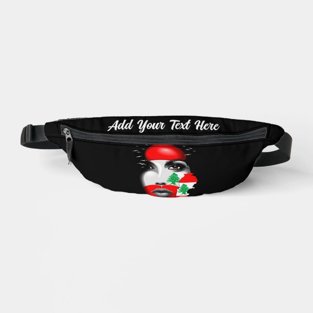 Lebanon Flag and Map on girl's face Fanny Pack (Front)