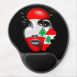 Lebanon Flag and Map on girl's face Gel Mouse Pad