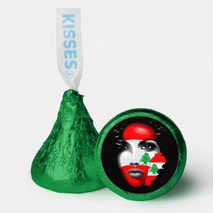 Lebanon Flag and Map on girl's face Hershey®'s Kisses®