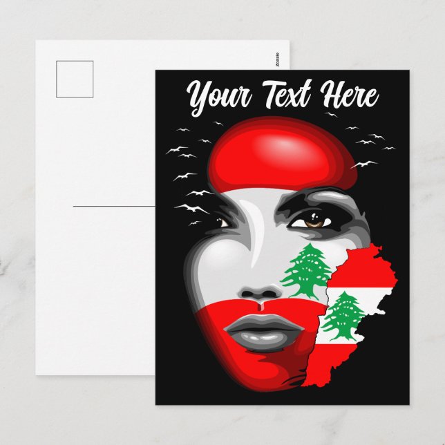 Lebanon Flag and Map on girl's face Holiday Postcard (Front/Back)