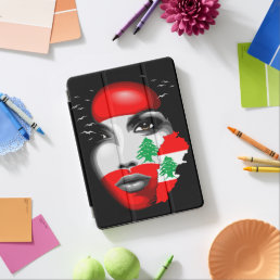 Lebanon Flag and Map on girl&#39;s face iPad Air Cover