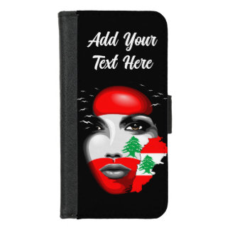 Lebanon Flag and Map on girl's face iPhone 8/7 Wallet Case
